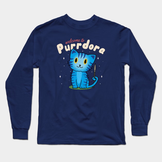 Welcome to Purrdora (Black Outline) Long Sleeve T-Shirt by Milasneeze